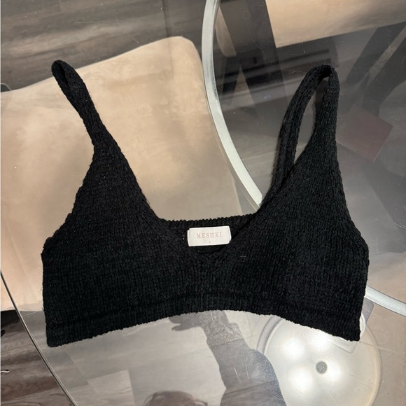 MESHKI | Mary Knit Bralette in Black - Picture 2 of 3